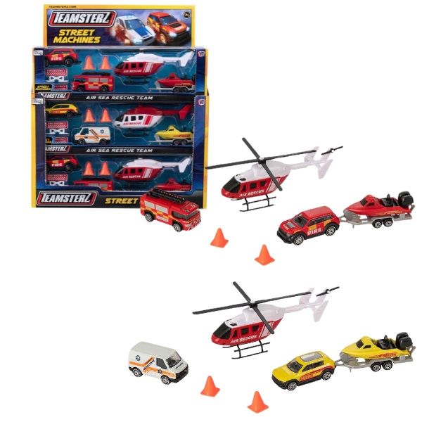 Набор машинок HTI Teamsterz Воздушно-морская команда спасения, металл/пластик, 4шт