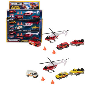 Набор машинок HTI Teamsterz Воздушно-морская команда спасения, металл/пластик, 4шт