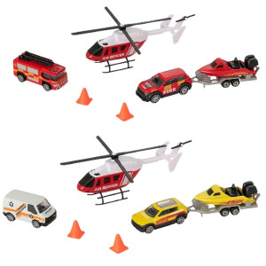 Набор машинок HTI Teamsterz Воздушно-морская команда спасения, металл/пластик, 4шт