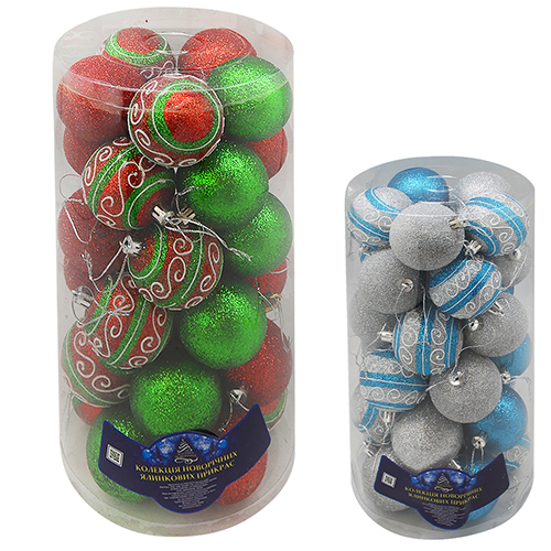 Набор елочных игрушек 88308 Шарики, размеры в ассортименте, 30шт.