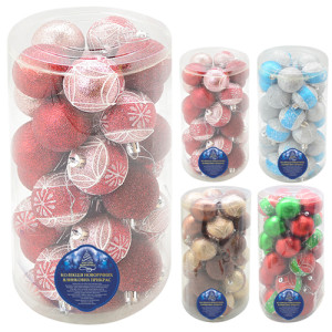 Набор елочных игрушек 88318-6 Шарики, диаметр 6см, 30шт.