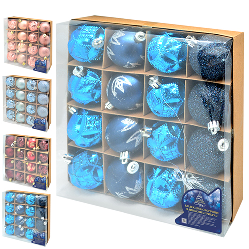 Набор елочных игрушек 8941 Шарики, диаметр 6см, 16шт.
