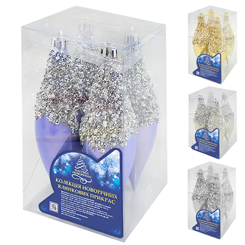 Набор елочных игрушек 9332 Сосульки, 14,5х3,9см, 4шт.