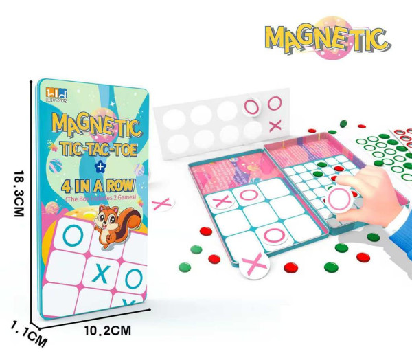 Набор настольных игр 2в1: Крестики-нолики + 4 в ряд, магнитная