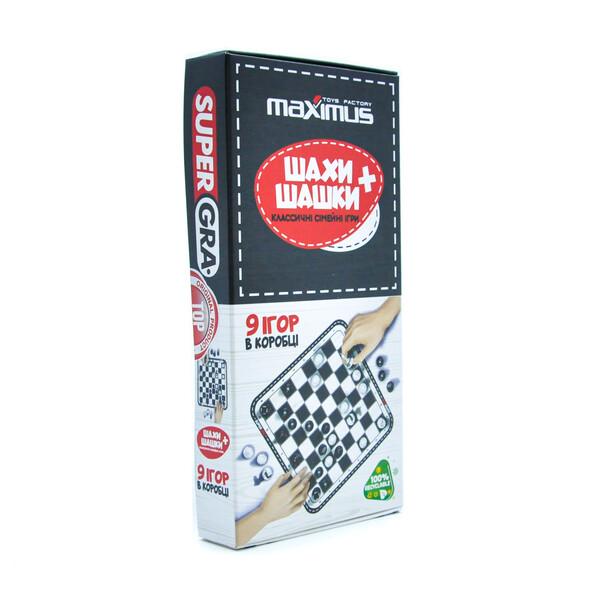 Игровой набор Maximus 9 в 1 Шахматы/Шашки, картонный