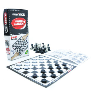 Игровой набор Maximus 9 в 1 Шахматы/Шашки, картонный