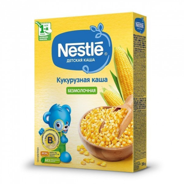 Каша безмолочная Nestle(Россия) Кукурузная, 6m+, 200 гр