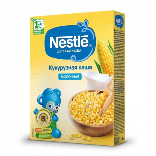 Каша молочная Nestle(Россия) Кукурузная, 6m+, 220 гр