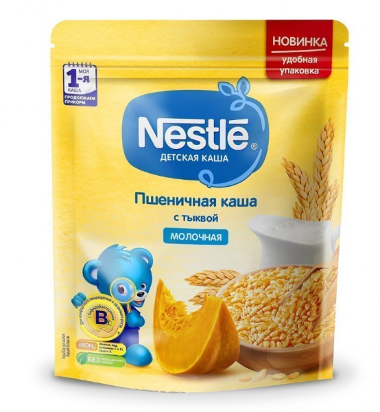 Каша молочная Nestle(Россия) Пшеничная с тыквой, 6m+, 220 гр