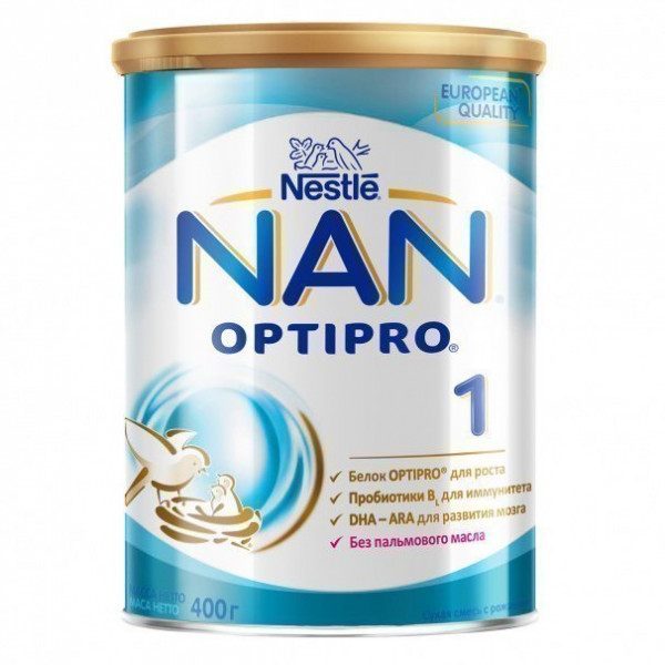 Заменитель грудного молока Nestle NAN 1 OPTIPRO, смесь для новорожденного, 0m+, 400 гр
