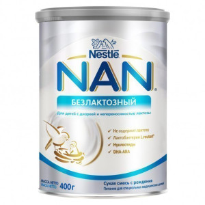 Заменитель грудного молока Nestle NAN Безлактозный, смесь для новорожденного, 0m+, 400 гр
