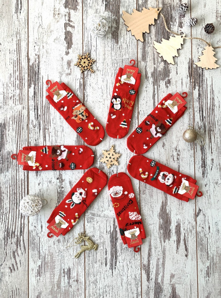 Носки детские Nicen Y077 Новогодние животные, хлопок, 1-12 лет