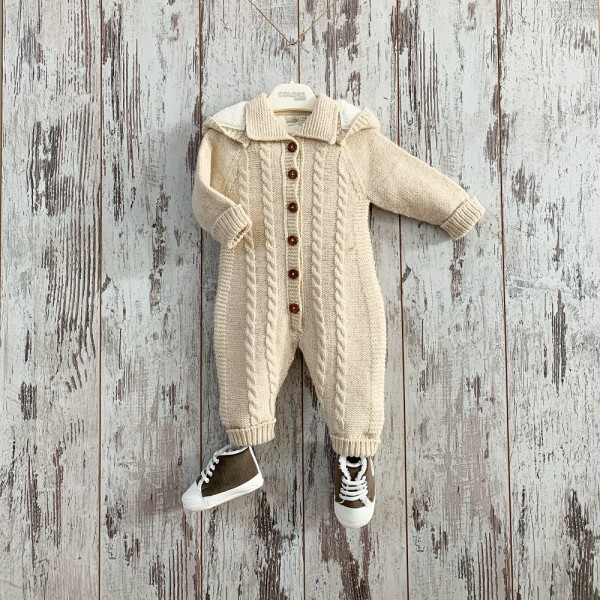 Комбинезон с капюшоном NipperLand 6591, вязаный, 3-18м