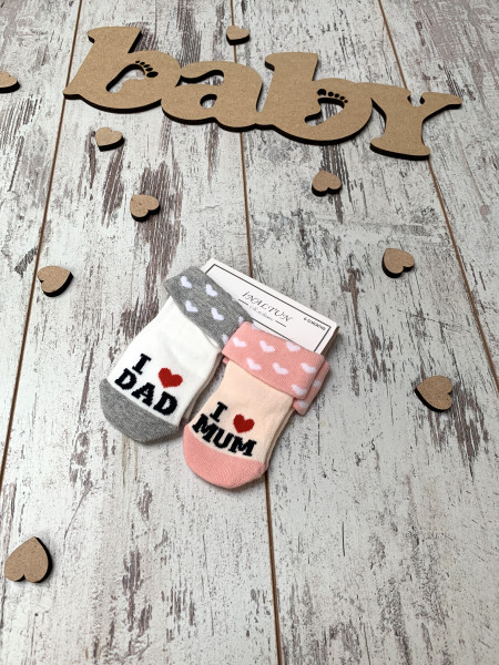 Носки детские Inaltun I love DAD/MUM J62, хлопок, 0-12м