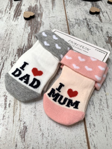 Носки детские Inaltun I love DAD/MUM J62, хлопок, 0-12м