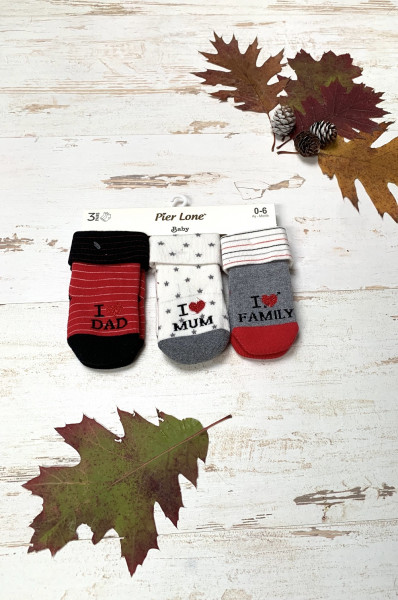 Носки детские Pier Lone I love Mum /I love Dad PH-84, махровые, хлопок, 0-18м