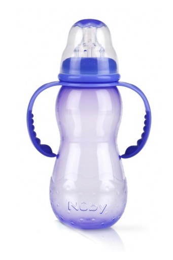 Бутылочка для кормления Nuby, соска - непроливайка силиконовая, мягкие съемные ручки, стандартное горлышко, полипропилен, 320 мл