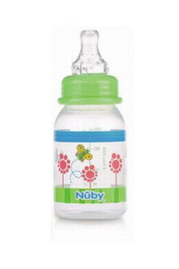 Бутылочка для кормления Nuby, с рисунком, стандартное горло, соска-непроливайка 1-2-3 поток, 120 мл