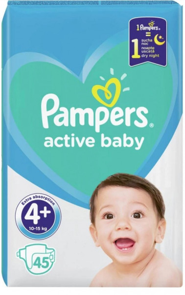 Подгузники Pampers Active Baby №4+ (10-15кг) 45шт.