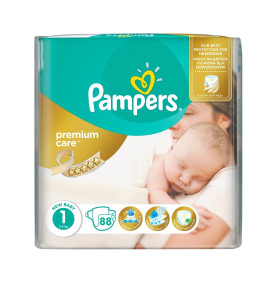 Подгузники Pampers Premium Care New Born №1 (2-5кг), для новорожденных, 88 шт.