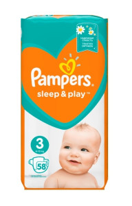 Подгузники Pampers Sleep & Play №3 (6-10кг), 58шт.