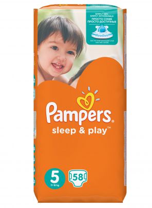 Подгузники Pampers Sleep & Play №5 (11-25кг), 58 шт.