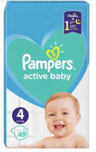 Подгузники Pampers Active Baby №4 (9-14кг), 49шт.