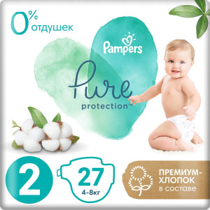 Подгузники Pampers Pure №2 (4-8кг) 27шт.