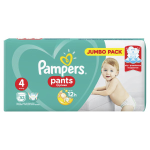 Трусики Pampers Active & Pants №4 (9-15кг), 52шт.