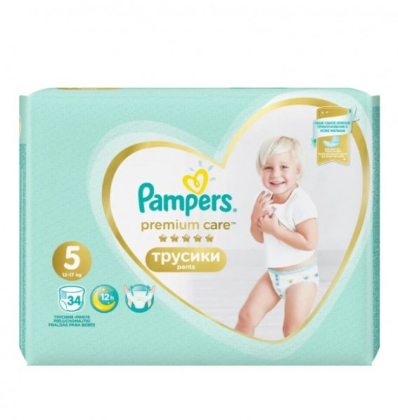 Трусики Pampers Premium Care Pants №5 (12-17кг), 34шт.