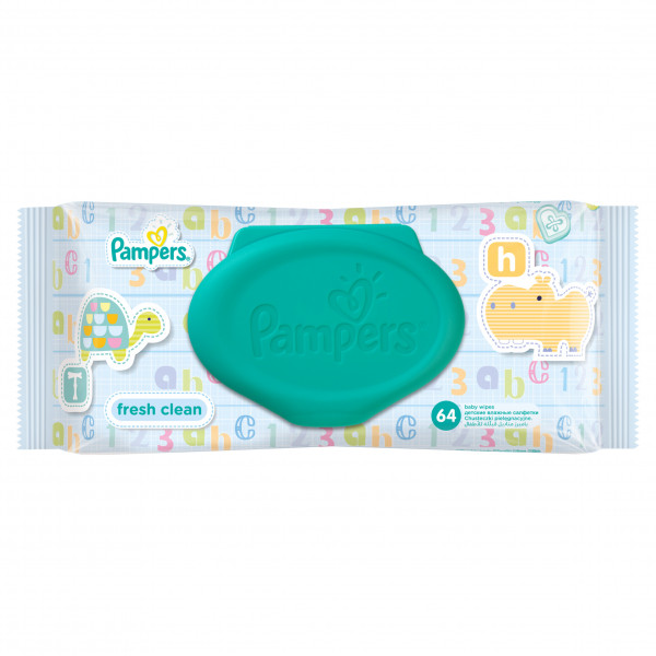 Салфетки мягкие Pampers Baby Fresh Clean (Испания), влажные, с клапаном, 64 шт.