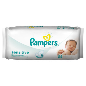 Салфетки мягкие Pampers Sensitive, влажные, очищающие, 56шт.