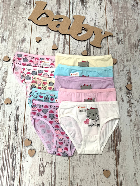 Трусики для девочек Donella Котики №3302, хлопок, 2-12 лет