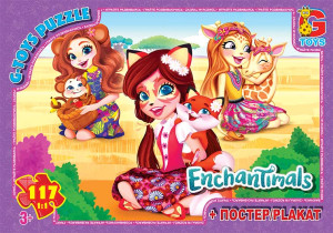 Пазлы G-Toys Микс картинок, 117 элементов, с плакатом