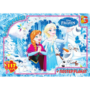 Пазлы G-Toys Микс картинок, 117 элементов, с плакатом