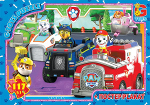 Пазлы G-Toys Микс картинок, 117 элементов, с плакатом