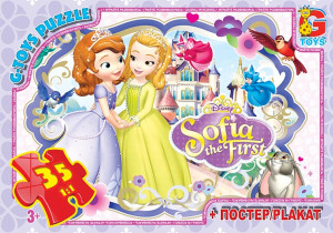 Пазлы G-Toys Микс картинок, 35 элементов, с плакатом