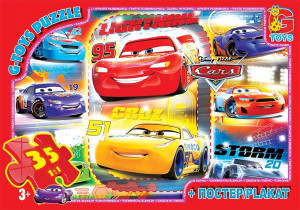 Пазлы G-Toys Микс картинок, 35 элементов, с плакатом
