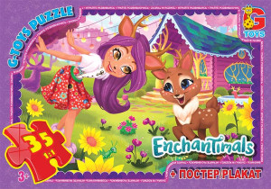 Пазлы G-Toys Микс картинок, 35 элементов, с плакатом