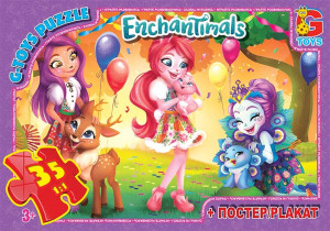 Пазлы G-Toys Микс картинок, 35 элементов, с плакатом
