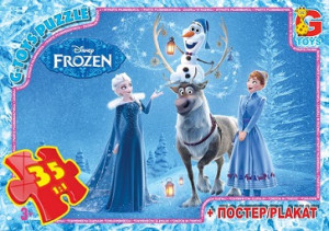 Пазлы G-Toys Микс картинок, 35 элементов, с плакатом