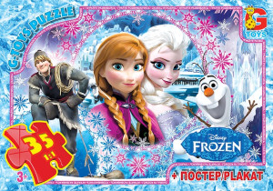 Пазлы G-Toys Микс картинок, 35 элементов, с плакатом