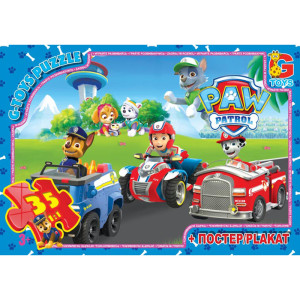 Пазлы G-Toys Микс картинок, 35 элементов, с плакатом
