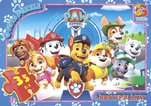 Пазлы G-Toys Микс картинок, 35 элементов, с плакатом