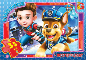 Пазлы G-Toys Микс картинок, 35 элементов, с плакатом