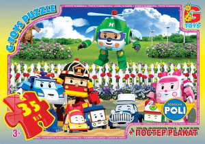 Пазлы G-Toys Микс картинок, 35 элементов, с плакатом