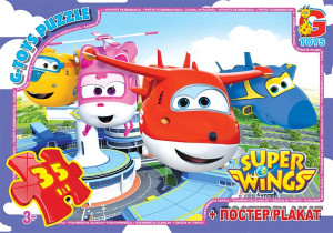Пазлы G-Toys Микс картинок, 35 элементов, с плакатом