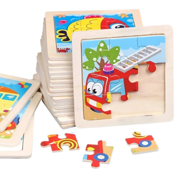 Пазлы-вкладыш деревянные в ассортименте, 9 элементов