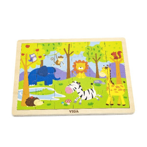 Пазлы деревянные Viga Животные/Океан, рамка-вкладыш, 30х23см, 24 элемента