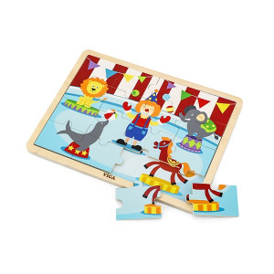 Пазлы деревянные Viga Сказка/Цирк, рамка-вкладыш, 30х23см, 16 элементов